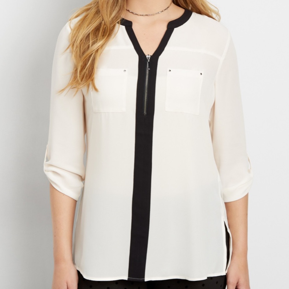 {Maurices} tunic blouse with  zipper neckline NWT